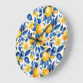 Zitronenmuster Tropische Frucht Personalisierter N Große Wanduhr (Winkel)