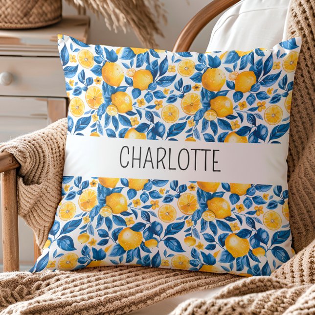 Zitronenmuster Tropische Frucht Personalisierter N Kissen (Von Creator hochgeladen)