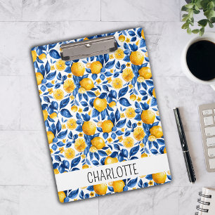 Zitronenmuster Tropische Frucht Personalisierter N Klemmbrett