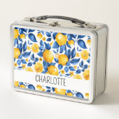 Zitronenmuster Tropische Frucht Personalisierter N Metall Brotdose (Vorderseite)