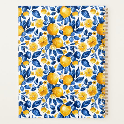 Zitronenmuster Tropische Frucht Personalisierter N Planer (Rückseite)