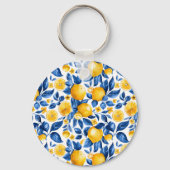 Zitronenmuster Tropische Frucht Personalisierter N Schlüsselanhänger (Rückseite)