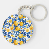 Zitronenmuster Tropische Frucht Personalisierter N Schlüsselanhänger (Rückseite)