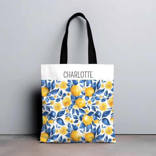 Zitronenmuster Tropische Frucht Personalisierter N Tasche