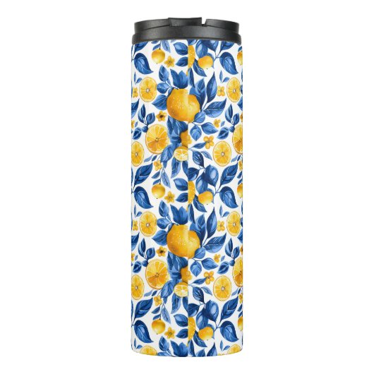 Zitronenmuster Tropische Frucht Personalisierter N Thermosbecher (Rückseite)
