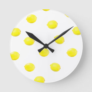 Zitronenmuster Version 2 Runde Wanduhr