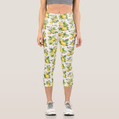Zitronenmuster, Zitronen-Blume, Blätter, Zitrusfrü Capri Leggings (Vorderseite)