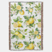 Zitronenmuster, Zitronen-Blume, Blätter, Zitrusfrü Decke (Vorderseite Vertikal)