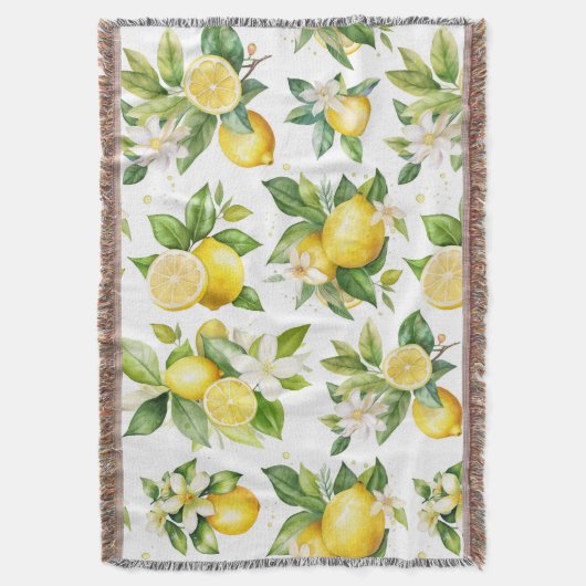Zitronenmuster, Zitronen-Blume, Blätter, Zitrusfrü Decke (Vorderseite Vertikal)