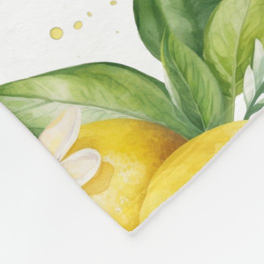 Zitronenmuster, Zitronen-Blume, Blätter, Zitrusfrü Fleecedecke (Ecke)