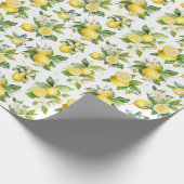 Zitronenmuster, Zitronen-Blume, Blätter, Zitrusfrü Geschenkpapier (Ecke)