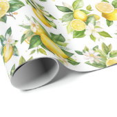 Zitronenmuster, Zitronen-Blume, Blätter, Zitrusfrü Geschenkpapier (Rolleneckpunkt)