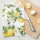 Zitronenmuster, Zitronen-Blume, Blätter, Zitrusfrü Geschirrtuch (Viertel Falte)