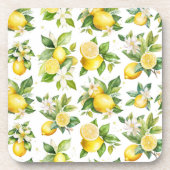 Zitronenmuster, Zitronen-Blume, Blätter, Zitrusfrü Getränkeuntersetzer (Vorderseite)