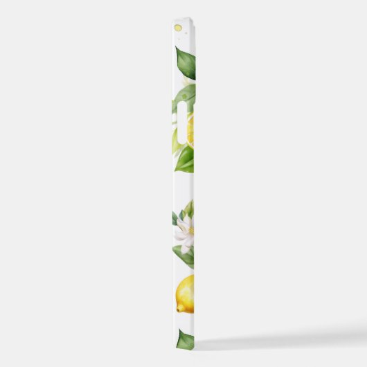 Zitronenmuster, Zitronen-Blume, Blätter, Zitrusfrü iPhone Hülle (Rechte Seite)