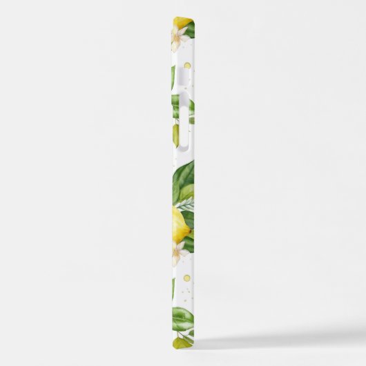 Zitronenmuster, Zitronen-Blume, Blätter, Zitrusfrü iPhone Hülle (Linke Seite)