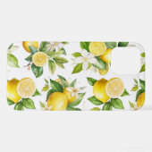 Zitronenmuster, Zitronen-Blume, Blätter, Zitrusfrü iPhone Hülle (Rückseite (Horizontal))