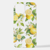 Zitronenmuster, Zitronen-Blume, Blätter, Zitrusfrü iPhone Hülle (Rückseite)