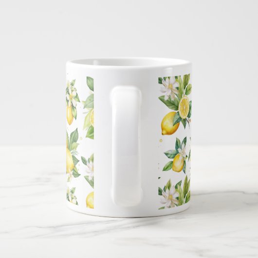 Zitronenmuster, Zitronen-Blume, Blätter, Zitrusfrü Jumbo-Tasse (Rückseite)