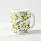 Zitronenmuster, Zitronen-Blume, Blätter, Zitrusfrü Jumbo-Tasse (Vorderseite Rechts)