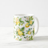 Zitronenmuster, Zitronen-Blume, Blätter, Zitrusfrü Kaffeetasse (VorderseiteRechts)