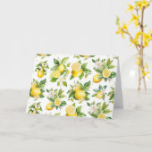 Zitronenmuster, Zitronen-Blume, Blätter, Zitrusfrü Karte (Gelbe Blume)