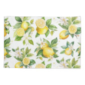 Zitronenmuster, Zitronen-Blume, Blätter, Zitrusfrü Kissenbezug (Rückseite)