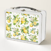 Zitronenmuster, Zitronen-Blume, Blätter, Zitrusfrü Metall Brotdose (Vorderseite)