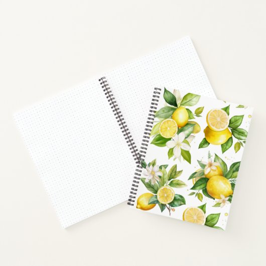 Zitronenmuster, Zitronen-Blume, Blätter, Zitrusfrü Notizblock (Innenseite)