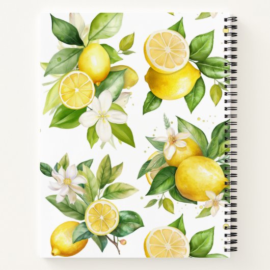 Zitronenmuster, Zitronen-Blume, Blätter, Zitrusfrü Notizblock (Rückseite)