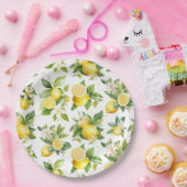 Zitronenmuster, Zitronen-Blume, Blätter, Zitrusfrü Pappteller (Party)