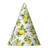 Zitronenmuster, Zitronen-Blume, Blätter, Zitrusfrü Partyhütchen (Links)