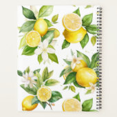 Zitronenmuster, Zitronen-Blume, Blätter, Zitrusfrü Planer (Rückseite)