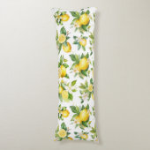 Zitronenmuster, Zitronen-Blume, Blätter, Zitrusfrü Seitenschläferkissen (Vorderseite Vertikal)