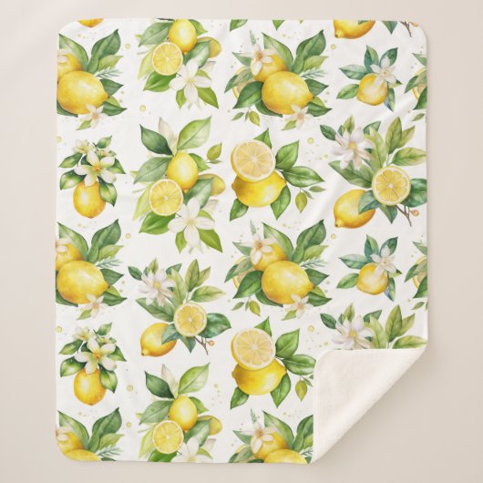 Zitronenmuster, Zitronen-Blume, Blätter, Zitrusfrü Sherpadecke (Vorderseite)