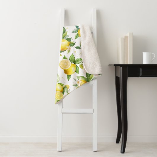 Zitronenmuster, Zitronen-Blume, Blätter, Zitrusfrü Sherpadecke (Beispiel)