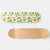 Zitronenmuster, Zitronen-Blume, Blätter, Zitrusfrü Skateboard (Horizontal)