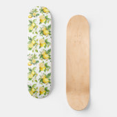 Zitronenmuster, Zitronen-Blume, Blätter, Zitrusfrü Skateboard (Vorderseite)