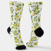 Zitronenmuster, Zitronen-Blume, Blätter, Zitrusfrü Socken (Gewinkelt)