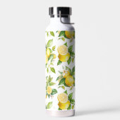 Zitronenmuster, Zitronen-Blume, Blätter, Zitrusfrü Trinkflasche (Links)