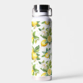 Zitronenmuster, Zitronen-Blume, Blätter, Zitrusfrü Trinkflasche (Rückseite)