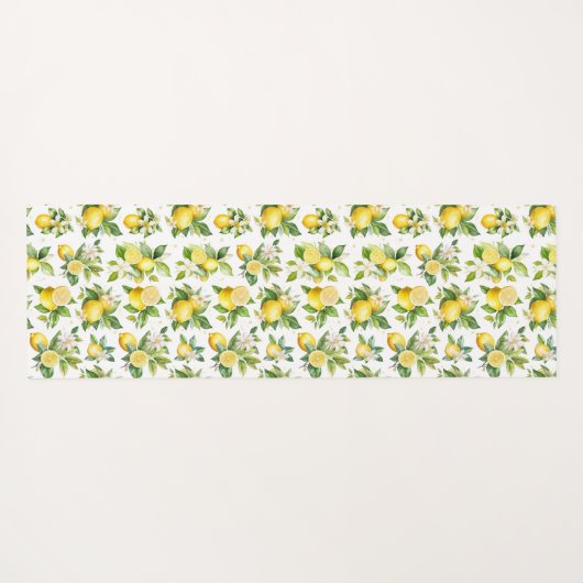 Zitronenmuster, Zitronen-Blume, Blätter, Zitrusfrü Yogamatte (Rückseite (Horizontal))