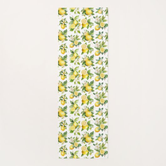 Zitronenmuster, Zitronen-Blume, Blätter, Zitrusfrü Yogamatte (Rückseite)