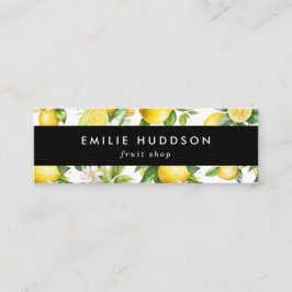 Zitronenmuster, Zitronen-Blume, Zitrus, Fruchtlade Mini Visitenkarte