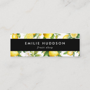 Zitronenmuster, Zitronen-Blume, Zitrus, Fruchtlade Mini Visitenkarte