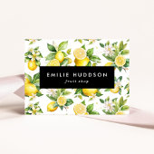 Zitronenmuster, Zitronen-Blume, Zitrus, Fruchtlade Visitenkarte
