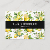 Zitronenmuster, Zitronen-Blume, Zitrus, Fruchtlade Visitenkarte (Vorderseite)