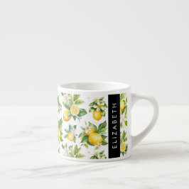 Zitronenmuster, Zitronenmuster, Blume, Blätter, Ih Espressotasse