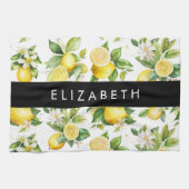 Zitronenmuster, Zitronenmuster, Blume, Blätter, Ih Geschirrtuch (Horizontal)
