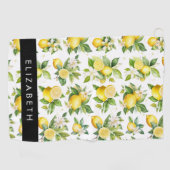 Zitronenmuster, Zitronenmuster, Blume, Blätter, Ih Golfhandtuch (Horizontal)